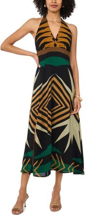 Vince Camuto Mixed Print Racerback Midi Dress in Rich Black at Nordstrom, Size Xx-Small