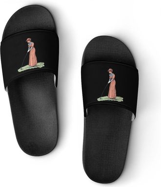 Generic Vintage 19th Century Golfing Woman Unisex Beach Slippers & Pool Slides Anti-Slip House Shoes for Home Outdoor