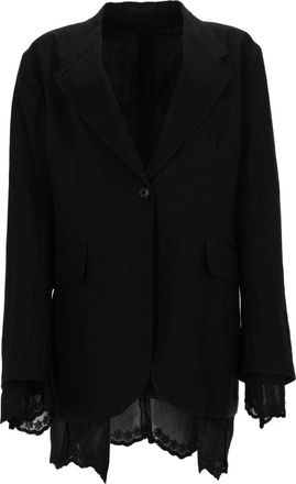 Our Legacy Black Reversible Loose Fit Lace Trim Blazer