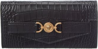 Versace Medusa Croc-Embossed Leather Continental Wallet