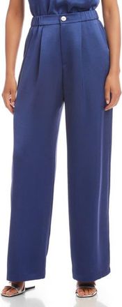 Fifteen Twenty Sofi Satin Wide Leg Pants in Deep Blue at Nordstrom, Size Medium