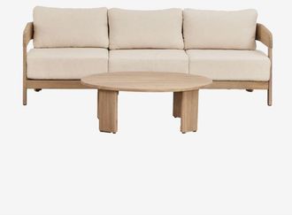 Sklum Sklum - Set soggiorno con divano 3 posti e tavolino in legno di acacia Uleno