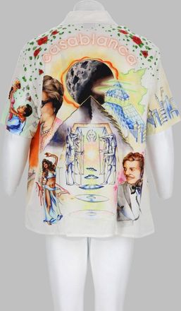Casablanca Graphic-Printed Linen Blend Shirt - White