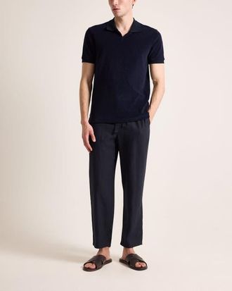 Orlebar Brown Bruno Towelling Classic Fit Towelling Polo in Night Iris at Nordstrom, Size X-Large