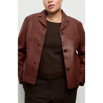 Mango Faux Leather Jacket in Burnt Orange at Nordstrom, Size X-Large
