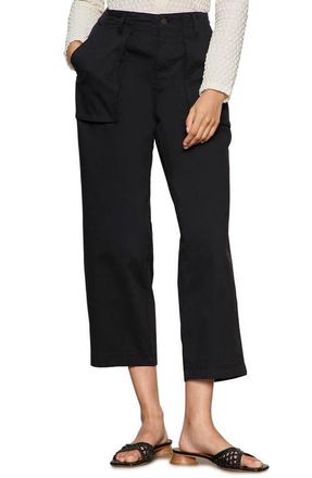 Sanctuary Ranger Relaxed Straight Leg Stretch Cotton Crop Pants in Black at Nordstrom, Size 26