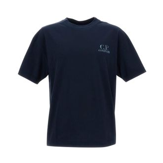 C.P. Company T-Shirts, male, Blue, Size: S 30/1 Jersey Logo T-Shirt