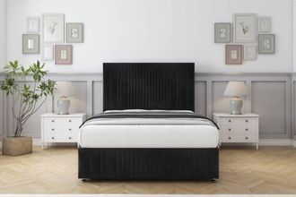 Comfort Beds The Foxy Naples Divan Set 2 Drawers-26 Headboard-Footboard in Black | Size: Single