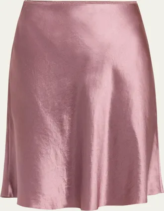 Vince Short Pull-On Satin Slip Skirt