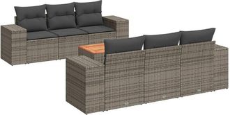 vidaXL Vidaxl - Set De Sof&aacute;s De Jard&iacute;n 7 Piezas Con Cojines Rat&aacute;n Pe Gris