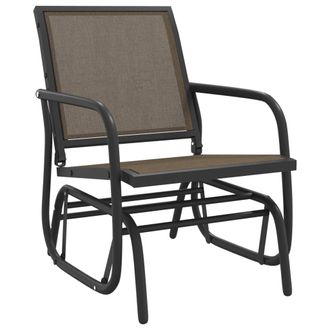 vidaXL Silla Mecedora Jard&iacute;n Acero Y Textilene Marr&oacute;n 61x76x87 Cm Vidaxl