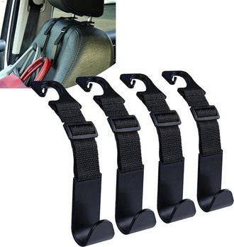 OEM Ganchos Ajustables Para Reposacabezas De Coche, Paquete De 4, Organizador Para Respaldo De Coche, Colgador Para Bolsos, Ajuste Universal, Negro