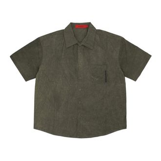 Acupuncture Short Sleeve Shirts, male, Green, XL, Green Short Sleeve Shirt Men