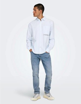 Only Mens Five Pocket Design Slim Fit Jeans - Blue - Size: 31/32