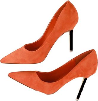Generic Womens Fashion Pointed Toe High Heel Pumps Classic Stiletto Party Holiday Dress Shoes Orange