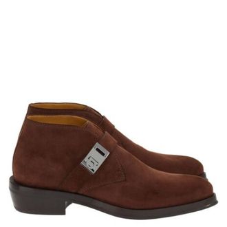 Ferragamo Gancini Strap Suede Ankle Boots, Size 9 E