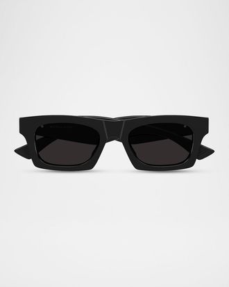 Bottega Veneta Men & apos;s BV1457S-001 Acetate Rectangle Sunglasses