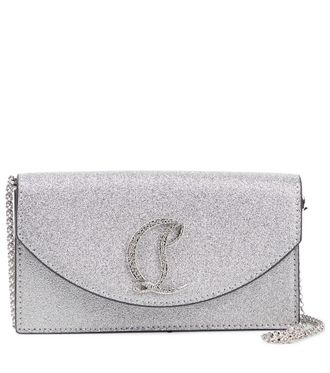 Christian Louboutin Loubi54 glitter leather clutch