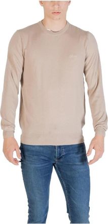 Guess Beige Trui Lange Mouwen - Heren - Ronde hals truien - Beige - M - Wol - Truien & Vesten