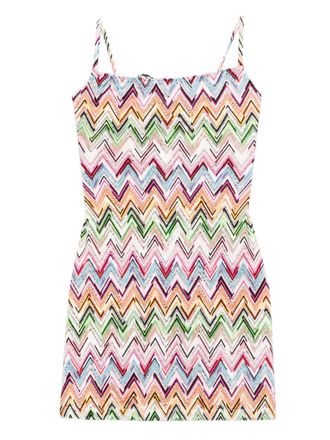 Missoni square-neck mini dress - women - Viscose/Polyamide/Spandex/Elastane - 40 - White