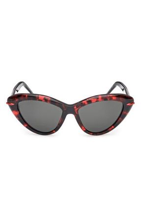 Christian Louboutin 56mm Cat Eye Sunglasses in Red Havana /Gold /Zeiss at Nordstrom