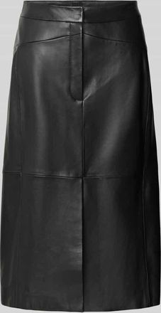 HUGO BOSS Regular Fit Lederrock aus Lammleder in Black, Größe 32