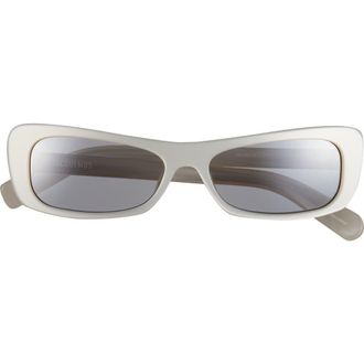 Jacquemus The Capri Rectangular Sunglasses in Metallic Pearl/Silver/Grey at Nordstrom