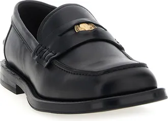 Moschino Mens Black Velvet Leather Slip-On Loafers