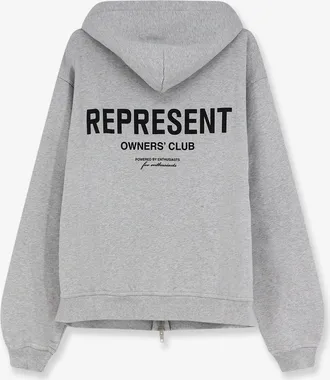 Represent Mens Hooded Cotton Sweatshirt Grey Sweatshirts Sweater