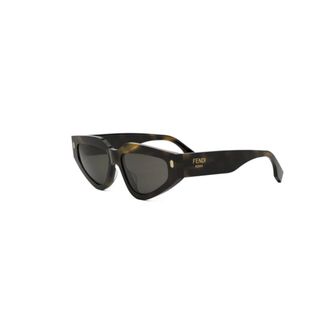 Fendi Sunglasses, unisex, Brown, Size: 54 MM Geometric Sunglasses Evolution Havana Stripes