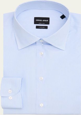 Giorgio Armani Mens Micro-Stripe Luxury Line Cotton Dress Shirt