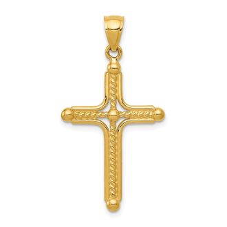 Diamond2Deal 14k Yellow Gold Polished Braided Cross Pendant