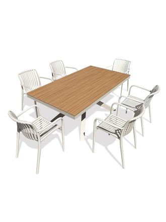 DCB Garden Lamu - Conjunto De Comedor De Jard&iacute;n De Aluminio Para 6 Personas - Gris Topo - Dcb Garden