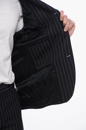 Off-white Blazer Gessato 23 con Tasche ad Aletta Off-White