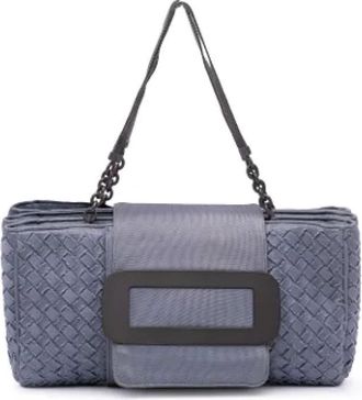 Bottega Veneta Pre-owned Shoulder Bags, female, Blue, Size: ONE SIZE Pre-owned Canvas handbags