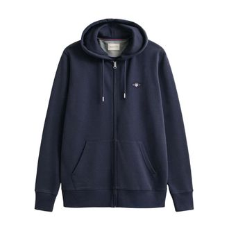 GANT Hettejakke Med Shield-Logo Genser - Heren - Sweatshirts & Hoodies - Blauw - Maat: M Katoen