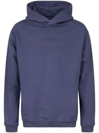 Maison Margiela logo-embroidered cotton hoodie - Blue