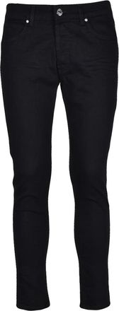 Les Hommes Slim-Fit Black Denim Jeans With Tapered Silhouette And Five-Pocket Design