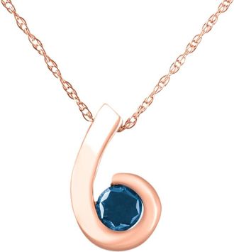 Pompeii3 14K Rose Gold 1/4ct Blue Diamond Solitaire Pendant