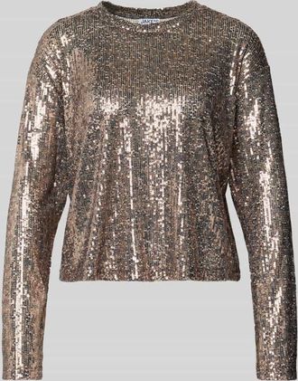 Jake*s Casual Blusenshirt mit Rundhalsausschnitt in Dunkelbraun, Größe 34