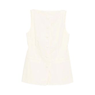 Mark Kenly Domino Tan Sleeveless Tops, female, Beige, Size: XS Sleeveless Square Neck Sweater