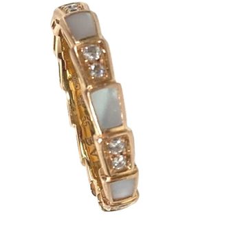 Bulgari Serpenti Pink Gold White Band Ring (Pre-Owned)