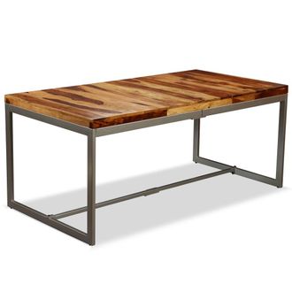 vidaXL Vidaxl - Mesa De Comedor De Madera Maciza De Acacia Y Acero 180 Cm