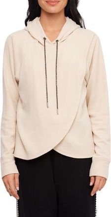 Karen Kane Rhinestone Crossover Hoodie in Ecru at Nordstrom, Size X-Small