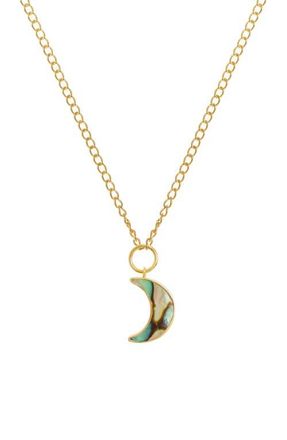 Freya Rose Necklace with Paua Moon in Green at Nordstrom