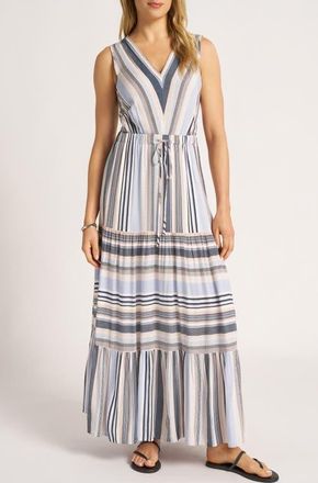 Matty M Stav Cutout Maxi Sundress in Navy-White at Nordstrom, Size X-Small