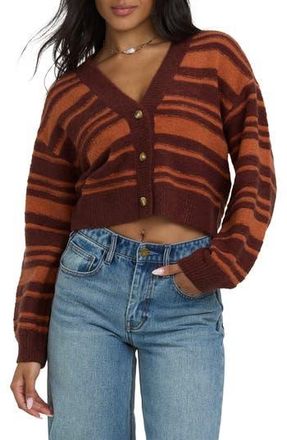 Billabong Something About It Stripe Crop Cardigan in Pinkie at Nordstrom Rack, Size X-Large