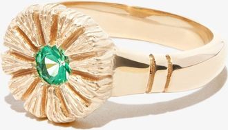 Bleue Burnham 9K Yellow Fold Flower Press Sapphire Ring - Mens - Sapphire/9kt Yellow Gold