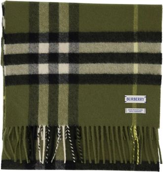 Burberry Geruit Wollen Sjaal - Khaki Cashmere - unisex - Wintersjaals - Groen - ONE Size - Wol - Accessoires