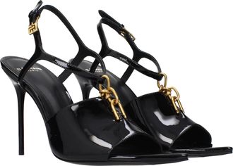 Balmain Patent Leather Stiletto Heel Sandal - Black